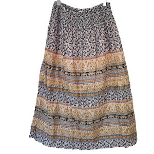 J Jill Peasant Skirt S Midi Floral Prairie Smocked Festival Cotton Corfu NWT